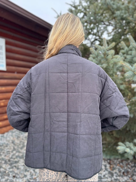 Quilted Puffer Jacket - Black