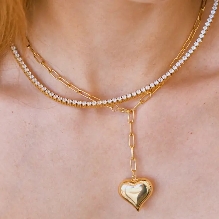 Bubble Heart Chain Necklace | Gold
