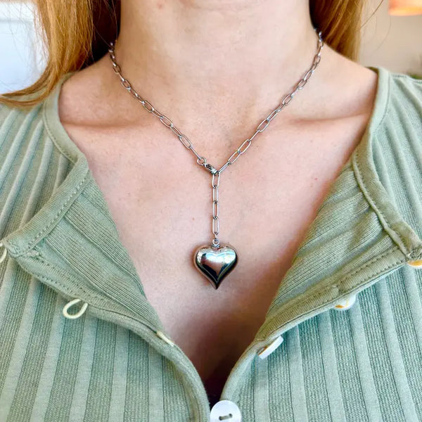 Bubble Heart Chain Necklace | Silver