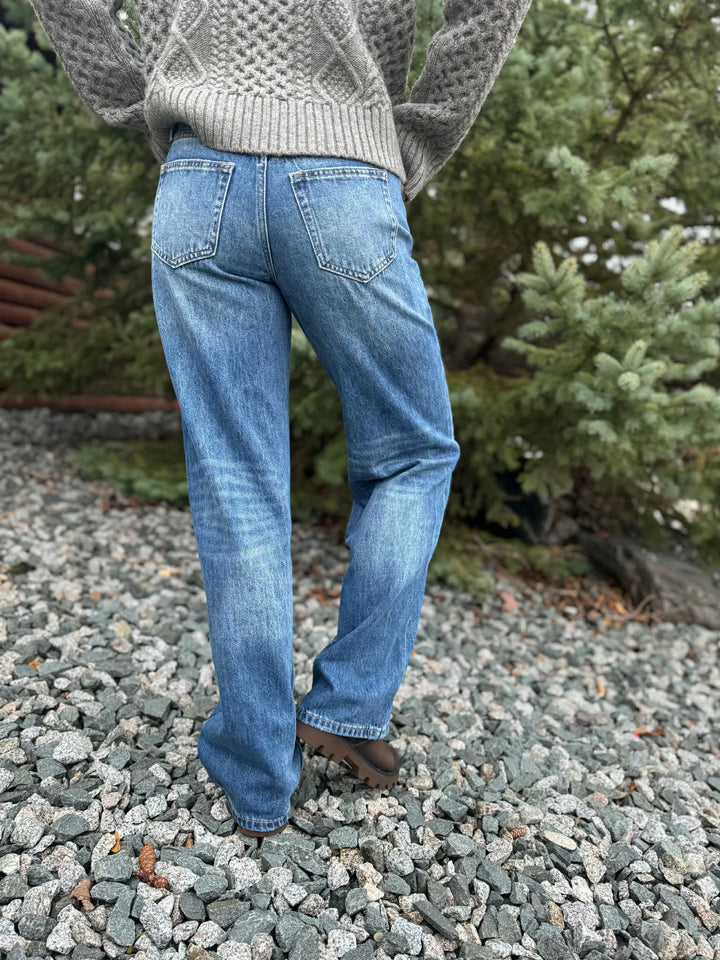 Low Rise Straight Leg Jeans - Dark Denim - TICTOC