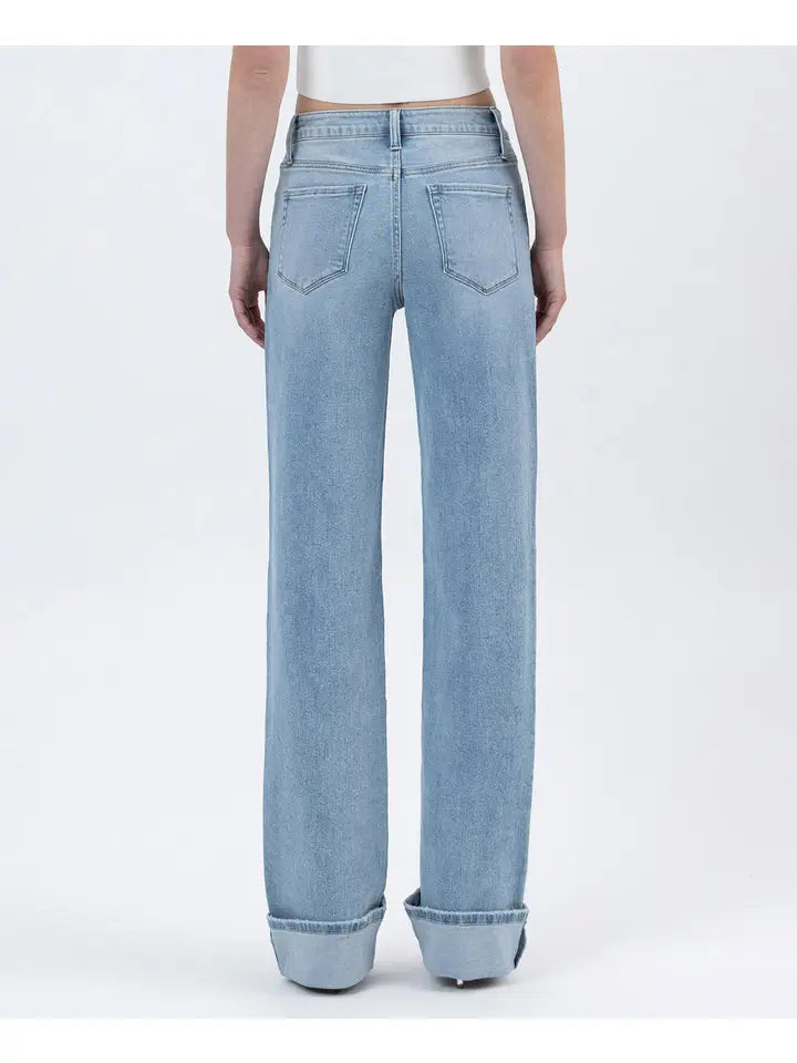 High Rise Cuffed Wide Leg Jeans