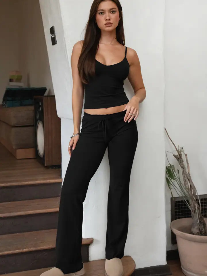 Nylee Soft Span Jersey Yoga Cami Top | Black