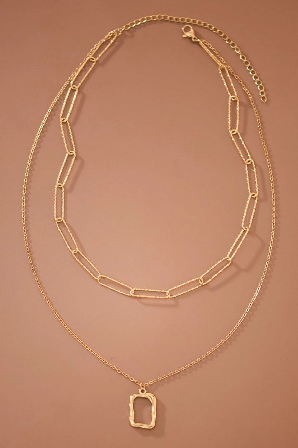 18K Gold Dipped Stainless Steel Layered Chain Necklace