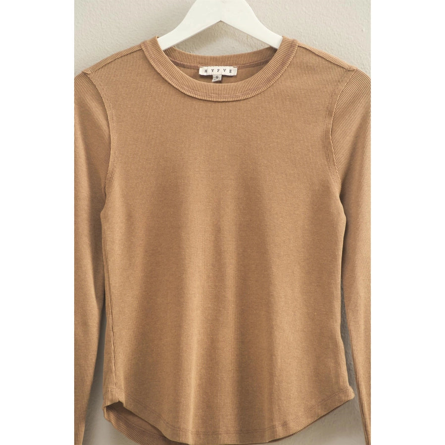 Mineral Wash Fitted Ribbed Top