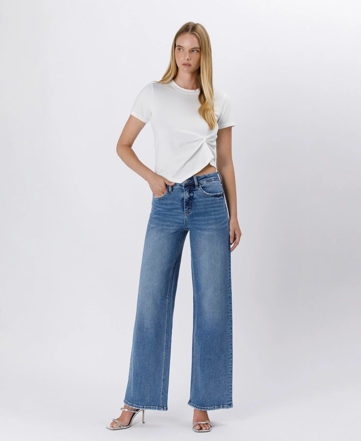 Tummy Control Super High Rise Baggy Wide Jeans