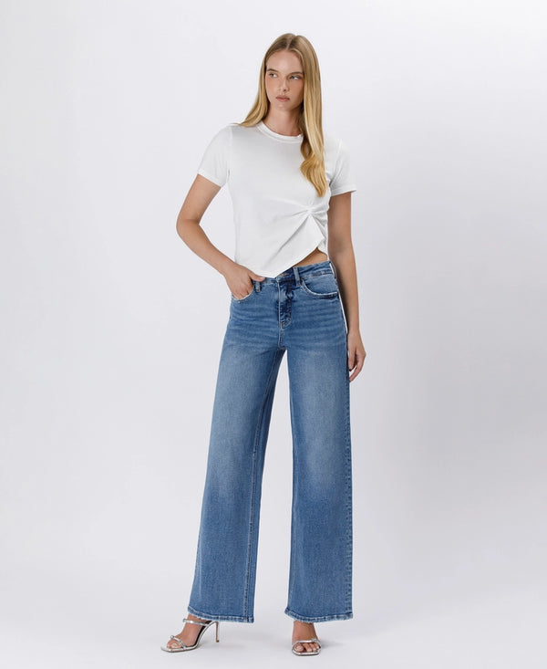 Tummy Control Super High Rise Baggy Wide Jeans