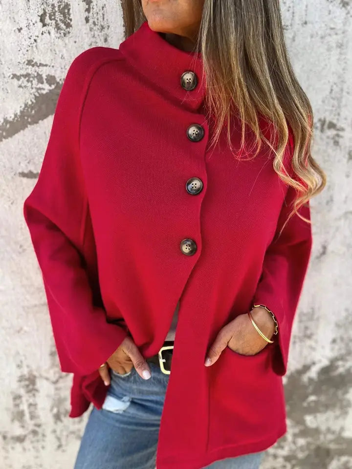 Collared Button Front Wrapped Jacket