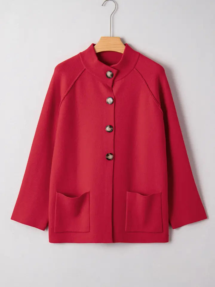Collared Button Front Wrapped Jacket